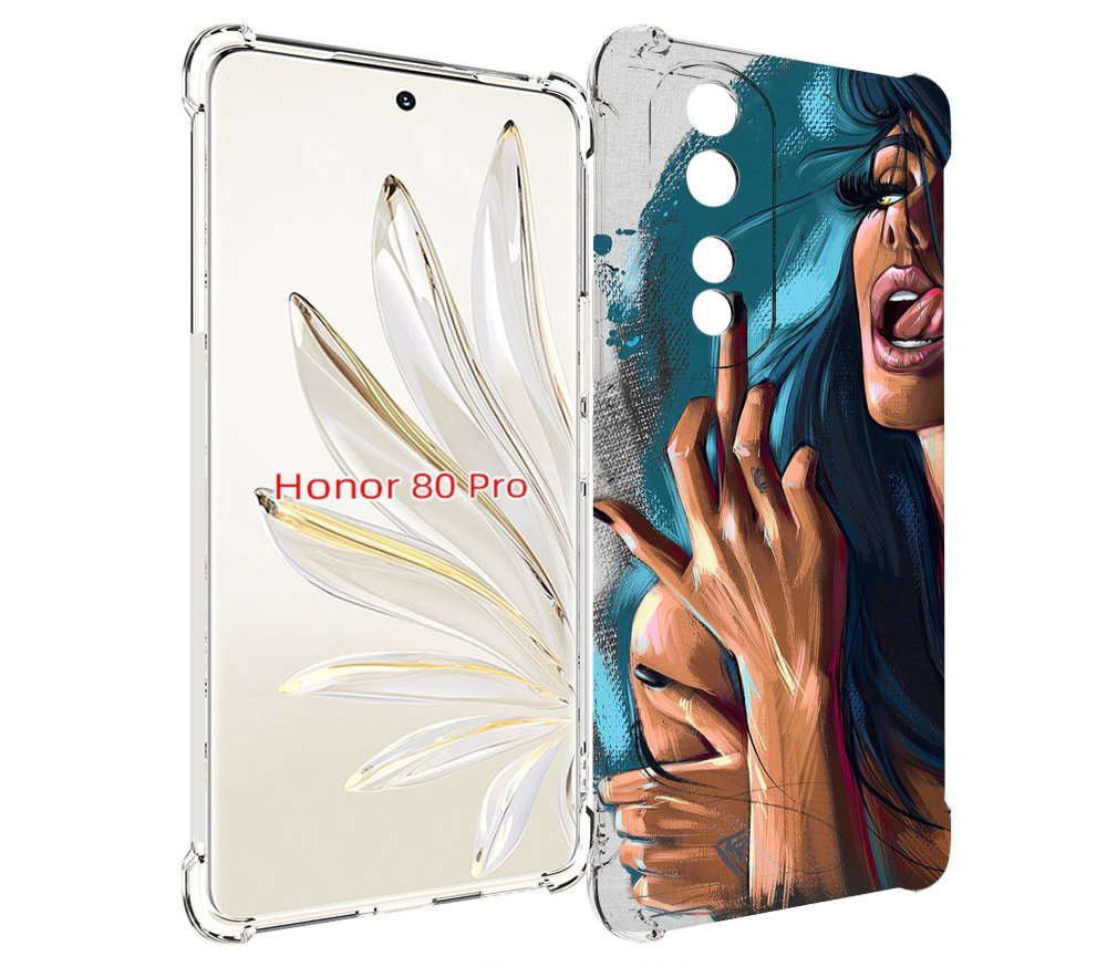 

Чехол MyPads Девушка-нарисованная-дерзкая женский для Honor 80 Pro, Прозрачный, Tocco
