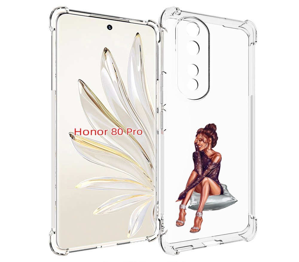 

Чехол MyPads Девушка-на-подушке женский для Honor 80 Pro, Прозрачный, Tocco