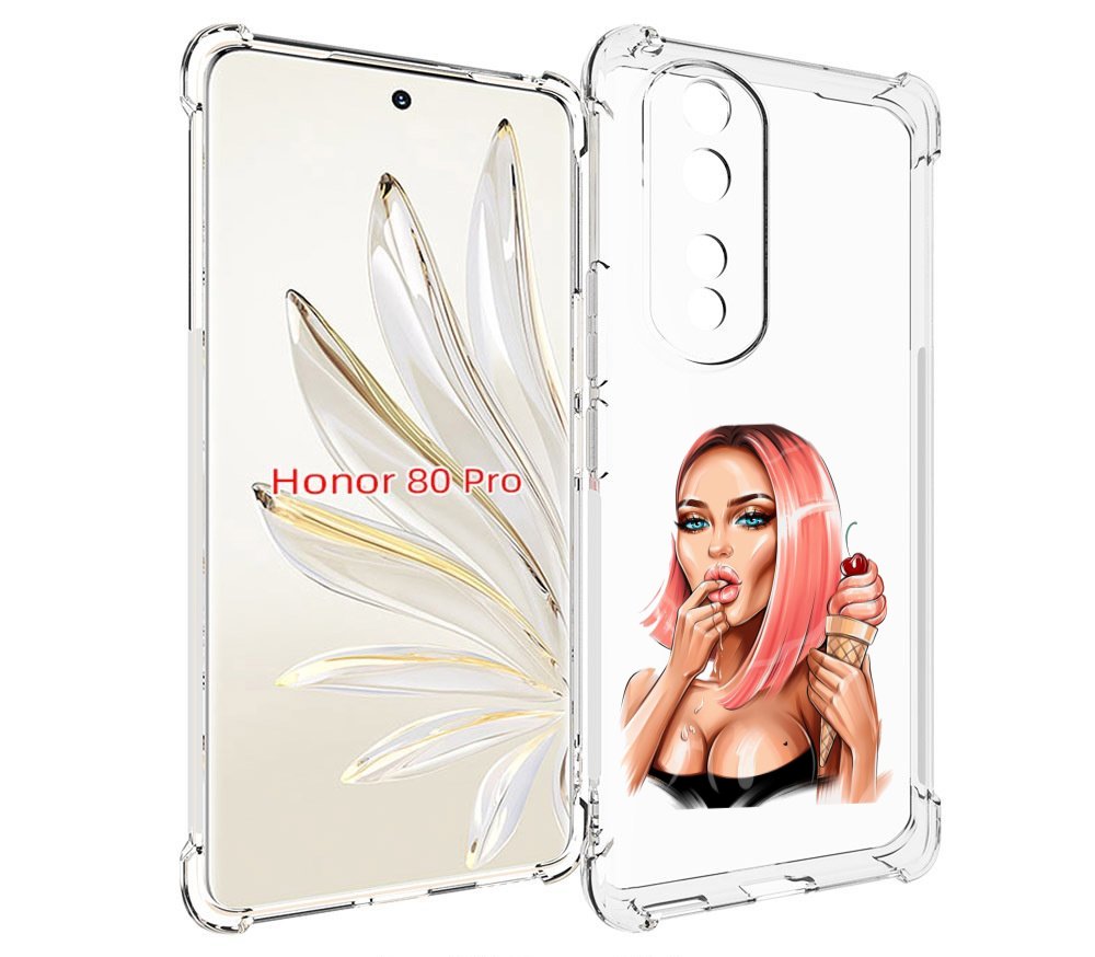 

Чехол MyPads Девушка-и-мороженое женский для Honor 80 Pro, Прозрачный, Tocco