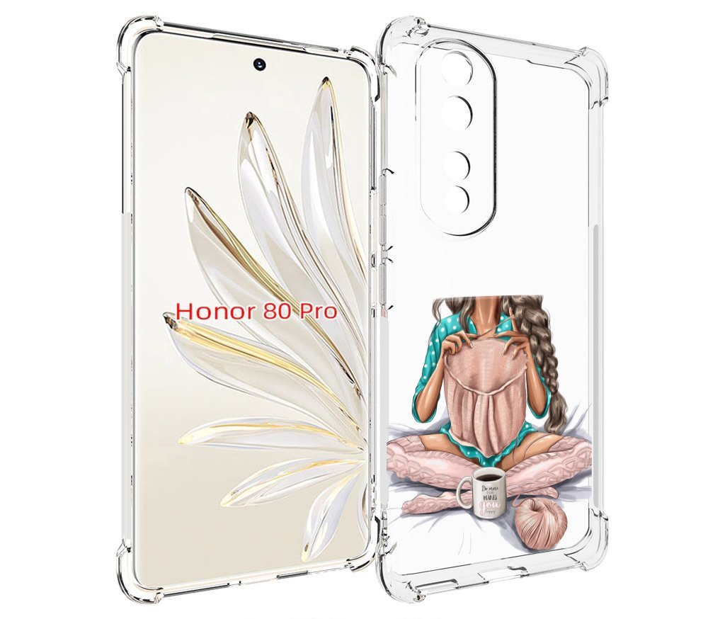 

Чехол MyPads Девушка-вяжет женский для Honor 80 Pro, Прозрачный, Tocco