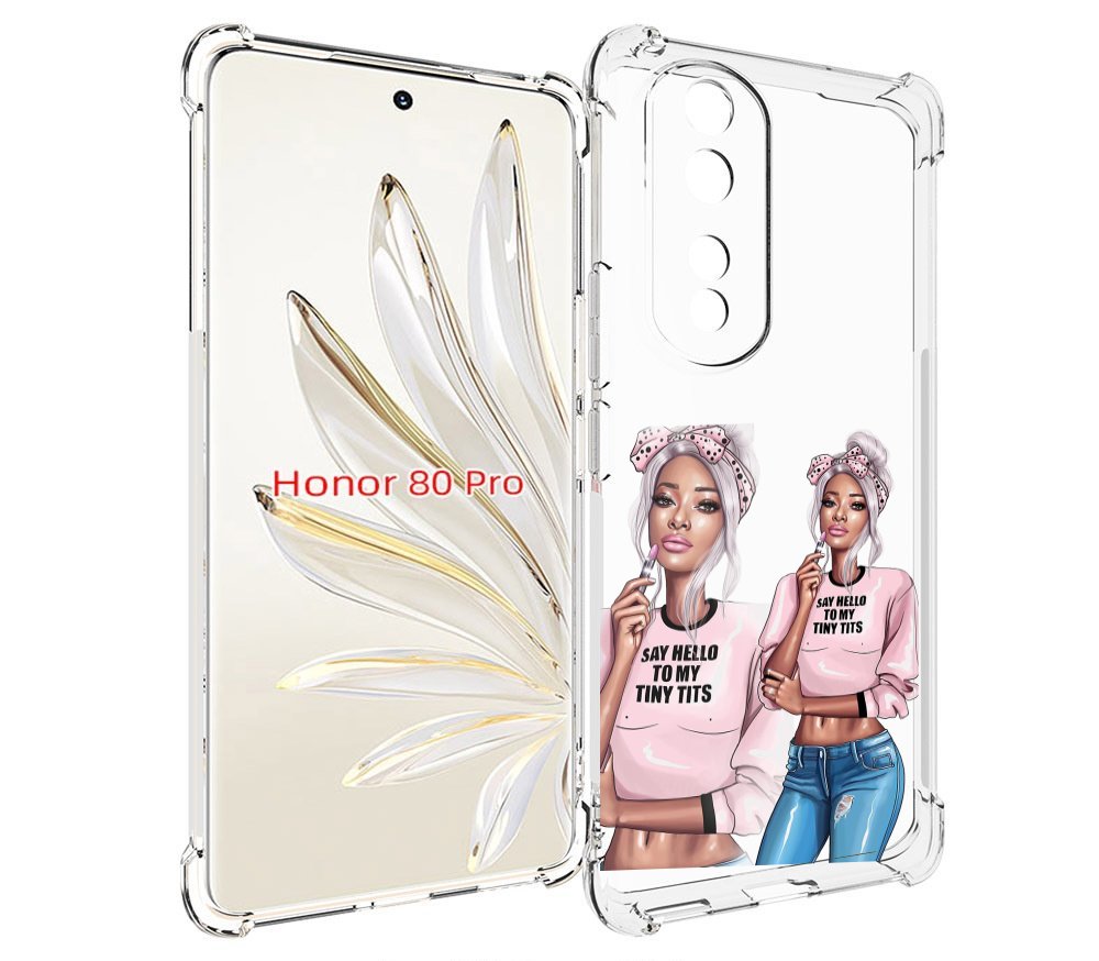 Чехол MyPads Девушка-в-розовой-футболке женский для Honor 80 Pro