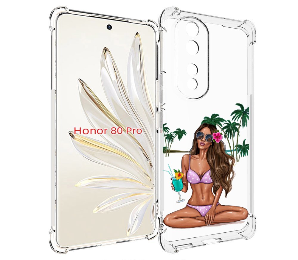 

Чехол MyPads Гавайская-девушка женский для Honor 80 Pro, Прозрачный, Tocco