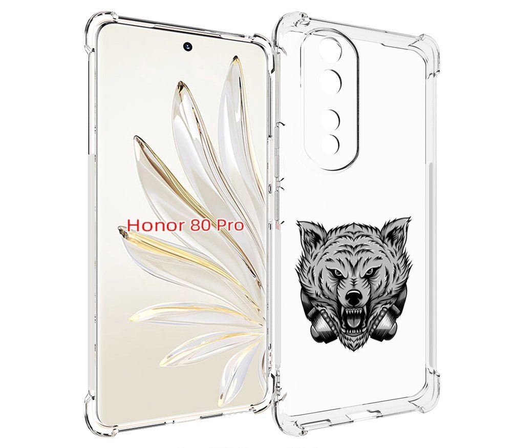 

Чехол MyPads Волк-в-наушниках мужской для Honor 80 Pro, Прозрачный, Tocco