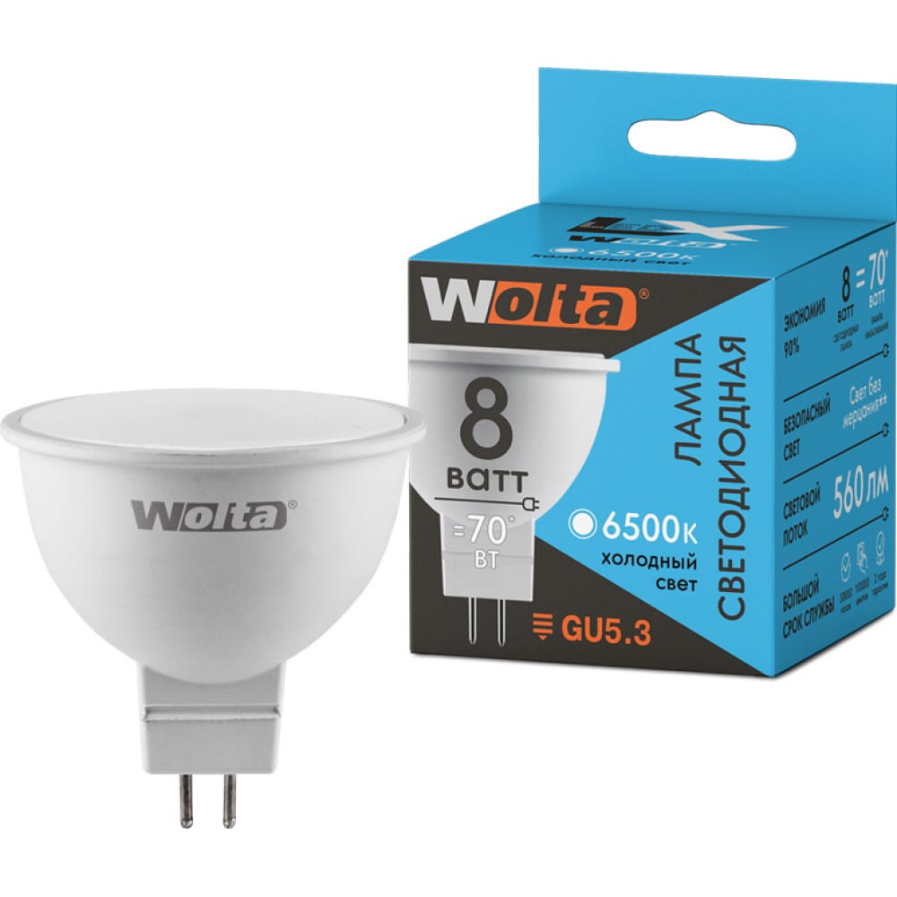 

Светодиодная лампа Wolta 30WMR16-220-8GU5.3