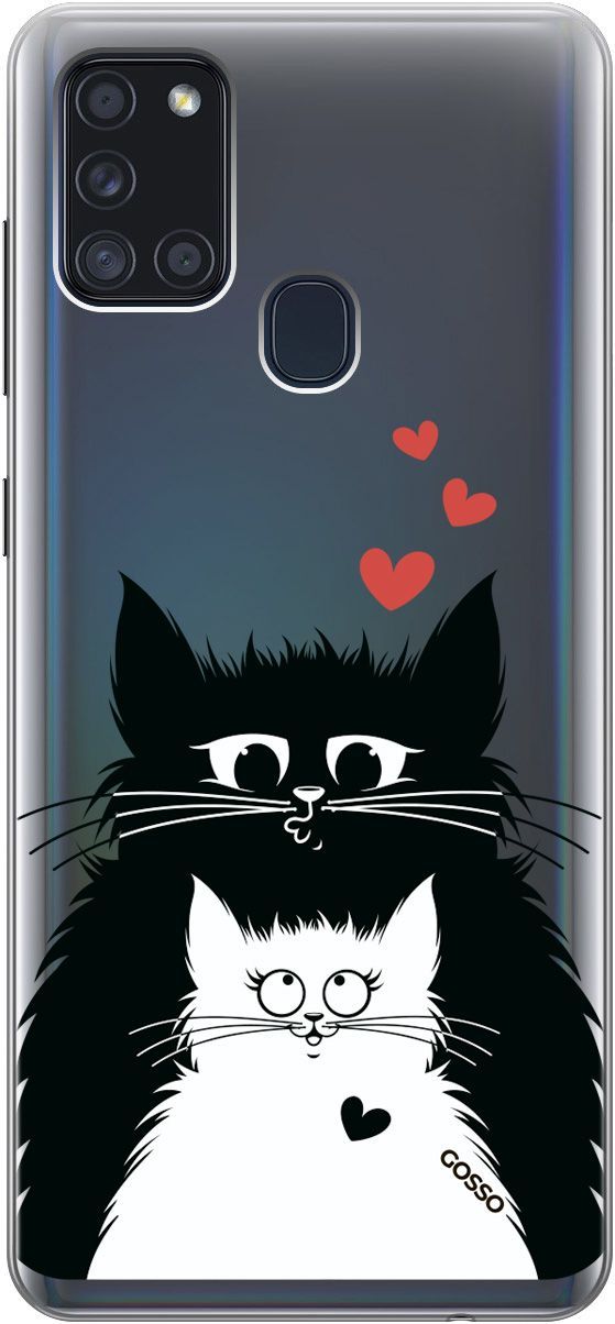 

Чехол на Samsung Galaxy A21s "Cats in Love" прозрачный, Прозрачный;белый, 104