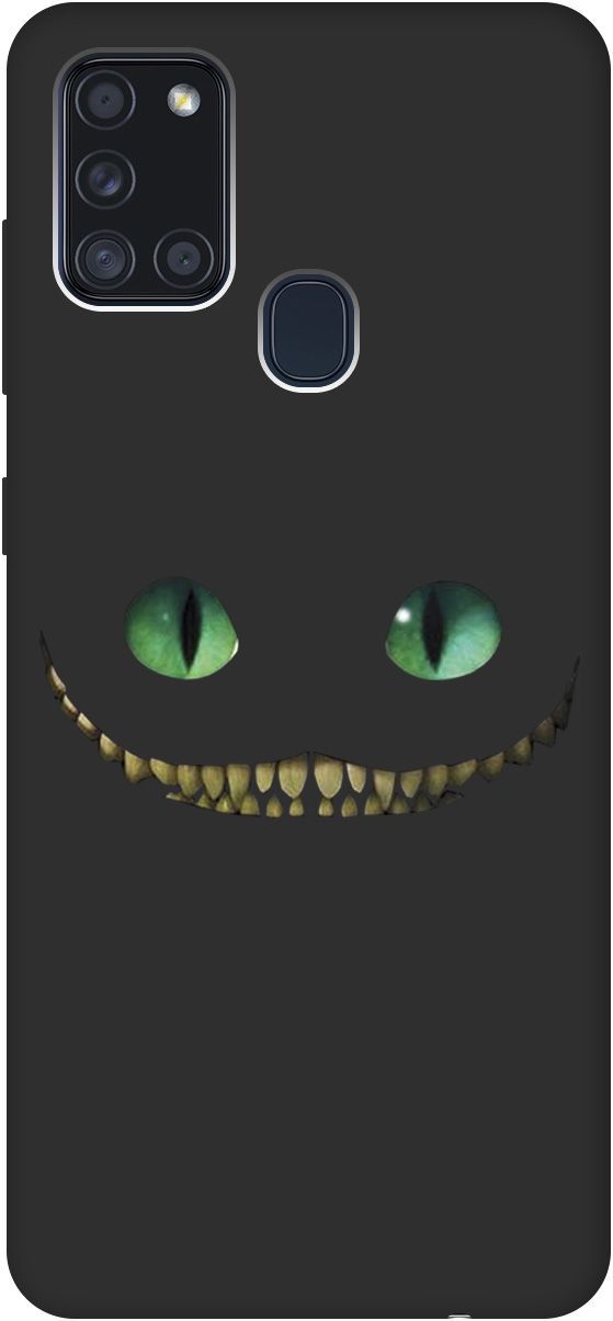 

Матовый чехол на Samsung Galaxy A21s "Cheshire Cat" черный, Черный;зеленый, 105