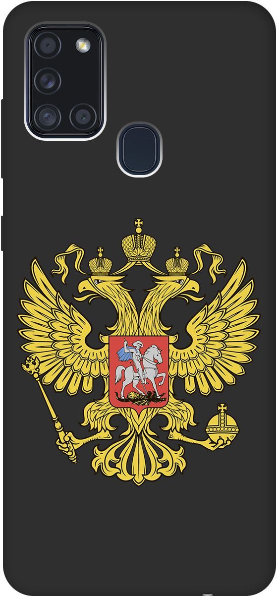 

Матовый чехол на Samsung Galaxy A21s "Patriot" черный, Черный;желтый, 105