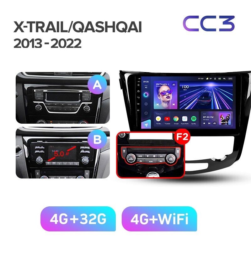 Магнитола TEYES NISSAN X-TRAIL T32 2013-2022 г Комплектация АВ CC3 432ГБ 3489000₽