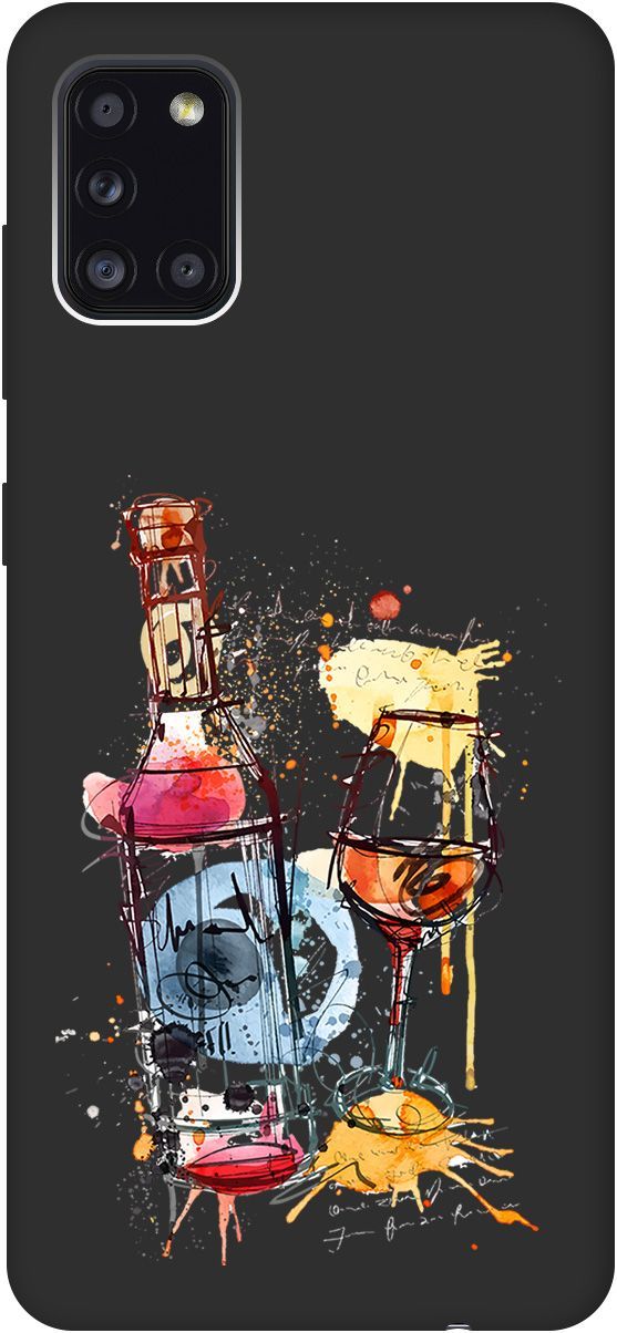 

Матовый чехол на Samsung Galaxy A31 "Aquarelle Wine" черный, Черный;голубой, 0