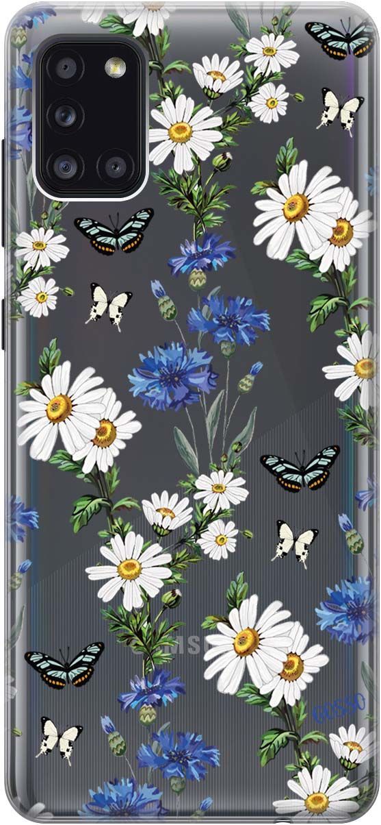 

Чехол на Samsung Galaxy A31 "Hello, Camomiles" прозрачный, Прозрачный;голубой, 0