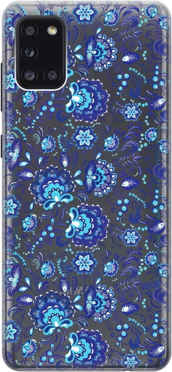 

Силиконовый чехол на Samsung Galaxy A31 "Gzhel" прозрачный, Прозрачный;голубой, 0