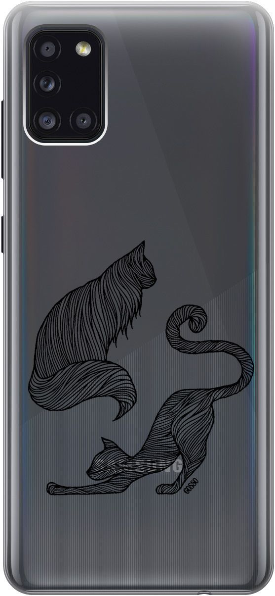 

Силиконовый чехол на Samsung Galaxy A31 "Lazy Cats" прозрачный, Прозрачный;серый, 0