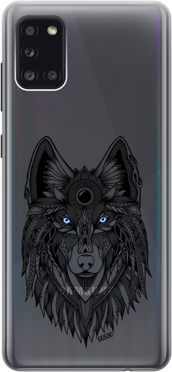 

Силиконовый чехол на Samsung Galaxy A31 "Grand Wolf" прозрачный, Прозрачный;голубой, 0
