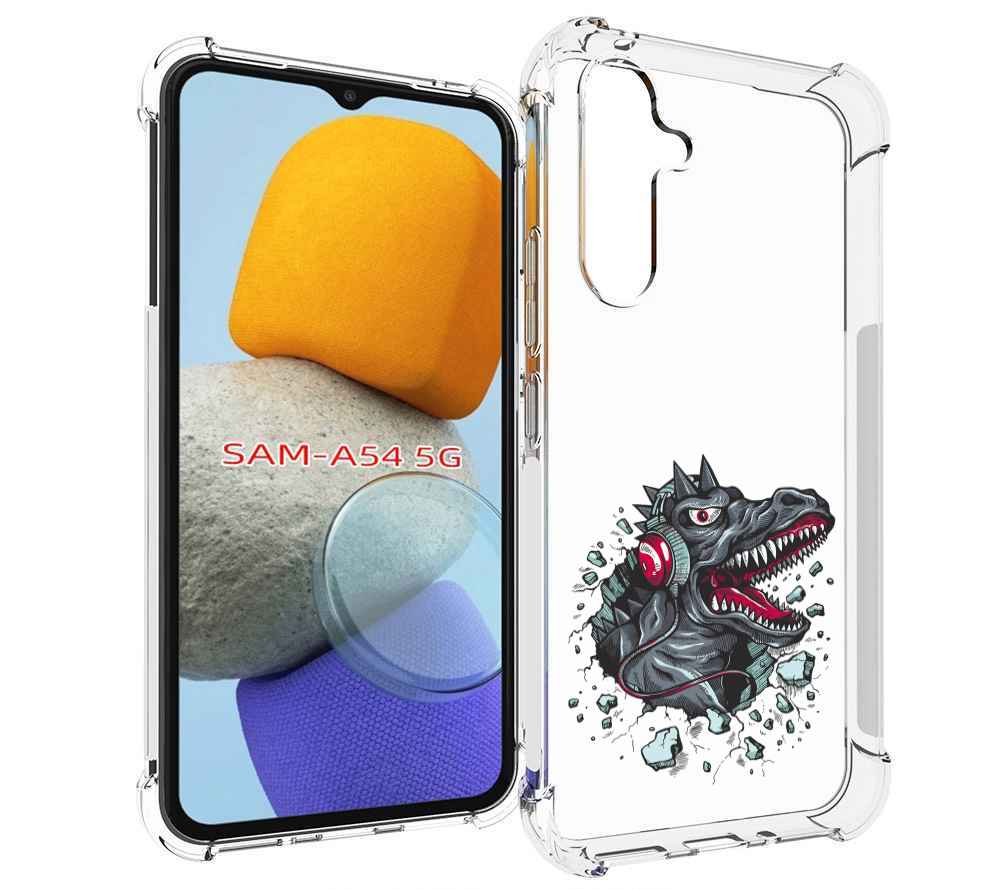 

Чехол MyPads Нарисованный динозавр в наушниках для Samsung Galaxy A54, Tocco