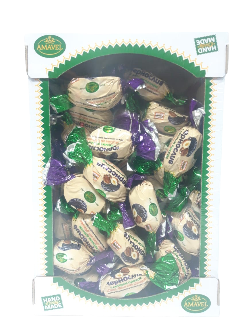 Конфеты Amavel Чернослив с фундуком глазированные, сухофрукты в шоколаде, 1 кг