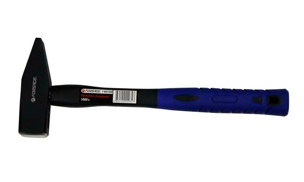фото Молоток слесарный с фиберглассовой ручкой и резиновой противоскользящей накладкой (1500г) forsage