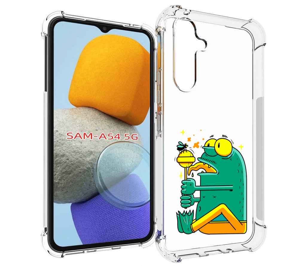 

Чехол MyPads Зеленая лягушка с чупа чупсом для Samsung Galaxy A54, Tocco