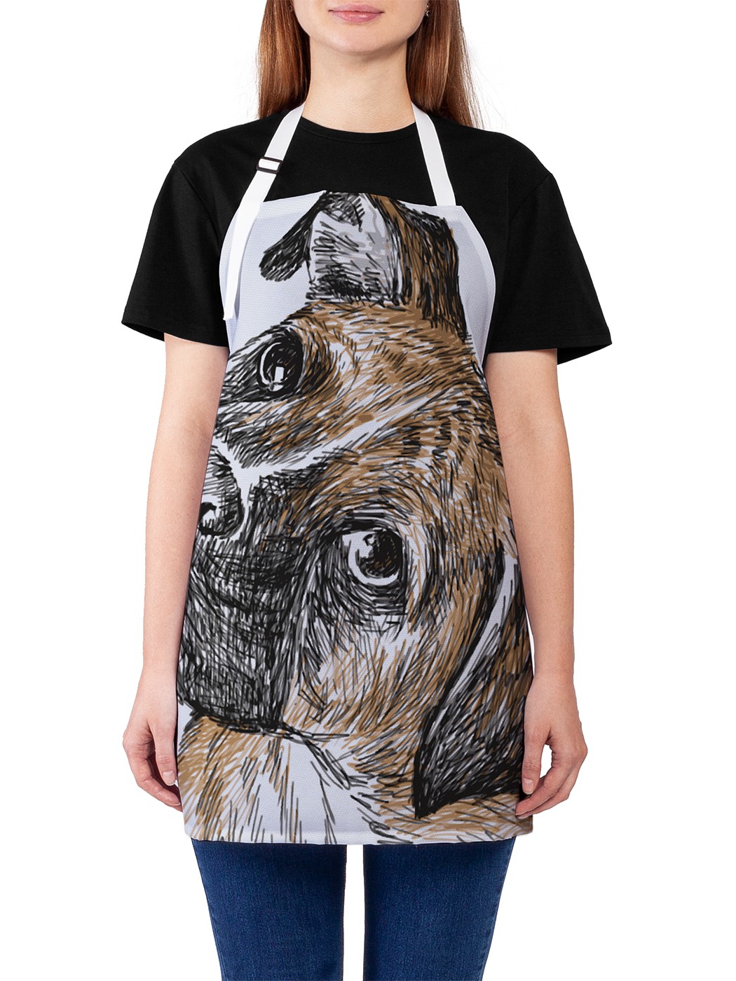 

Фартук женский JoyArty для готовки "Молодой бульдог", универсальный размер, Серый