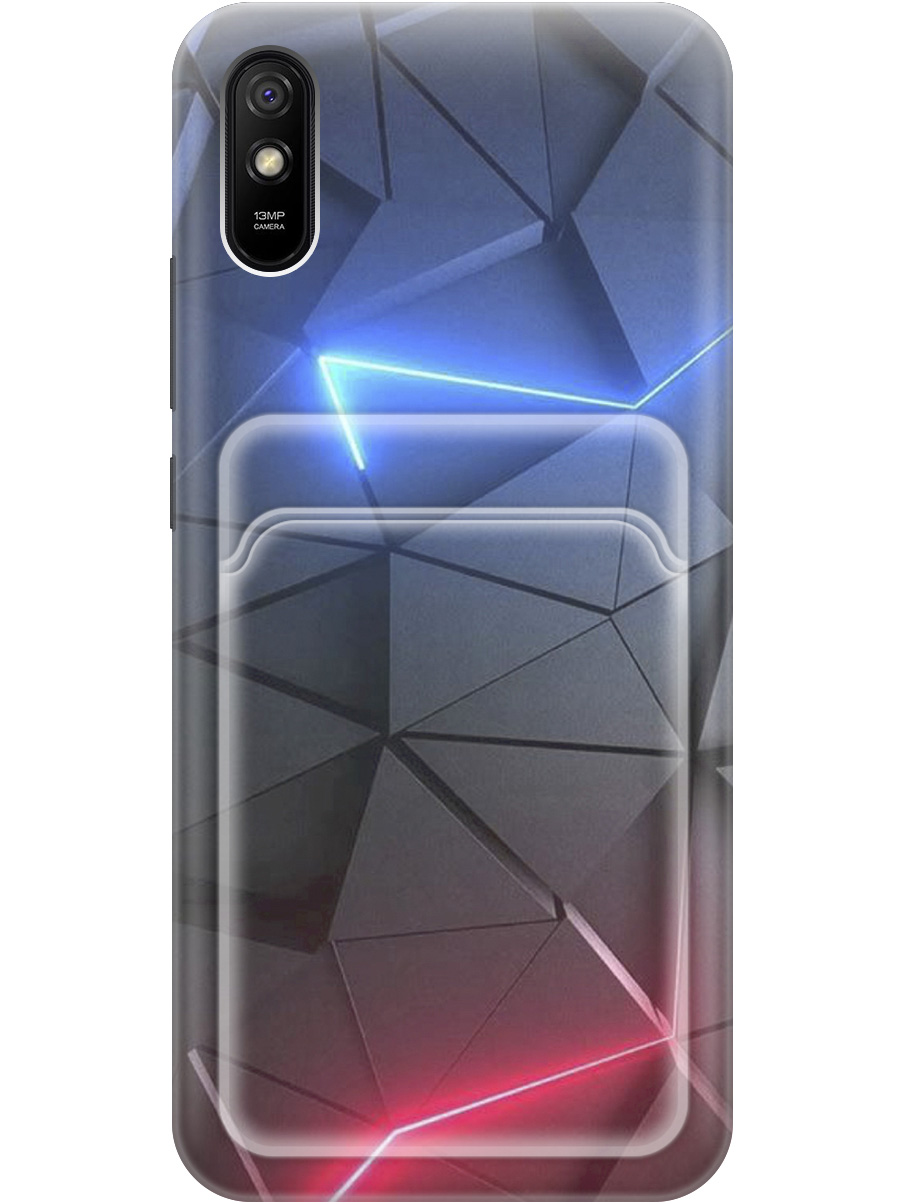 

Силиконовый чехол на Xiaomi Redmi 9A с рисунком "Графитовые грани", Серый;синий, 20012020