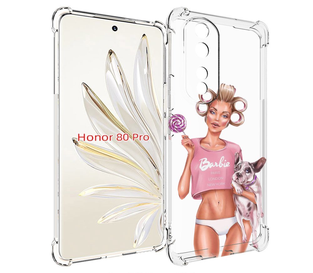 

Чехол MyPads Барби-с-собачкой женский для Honor 80 Pro, Прозрачный, Tocco