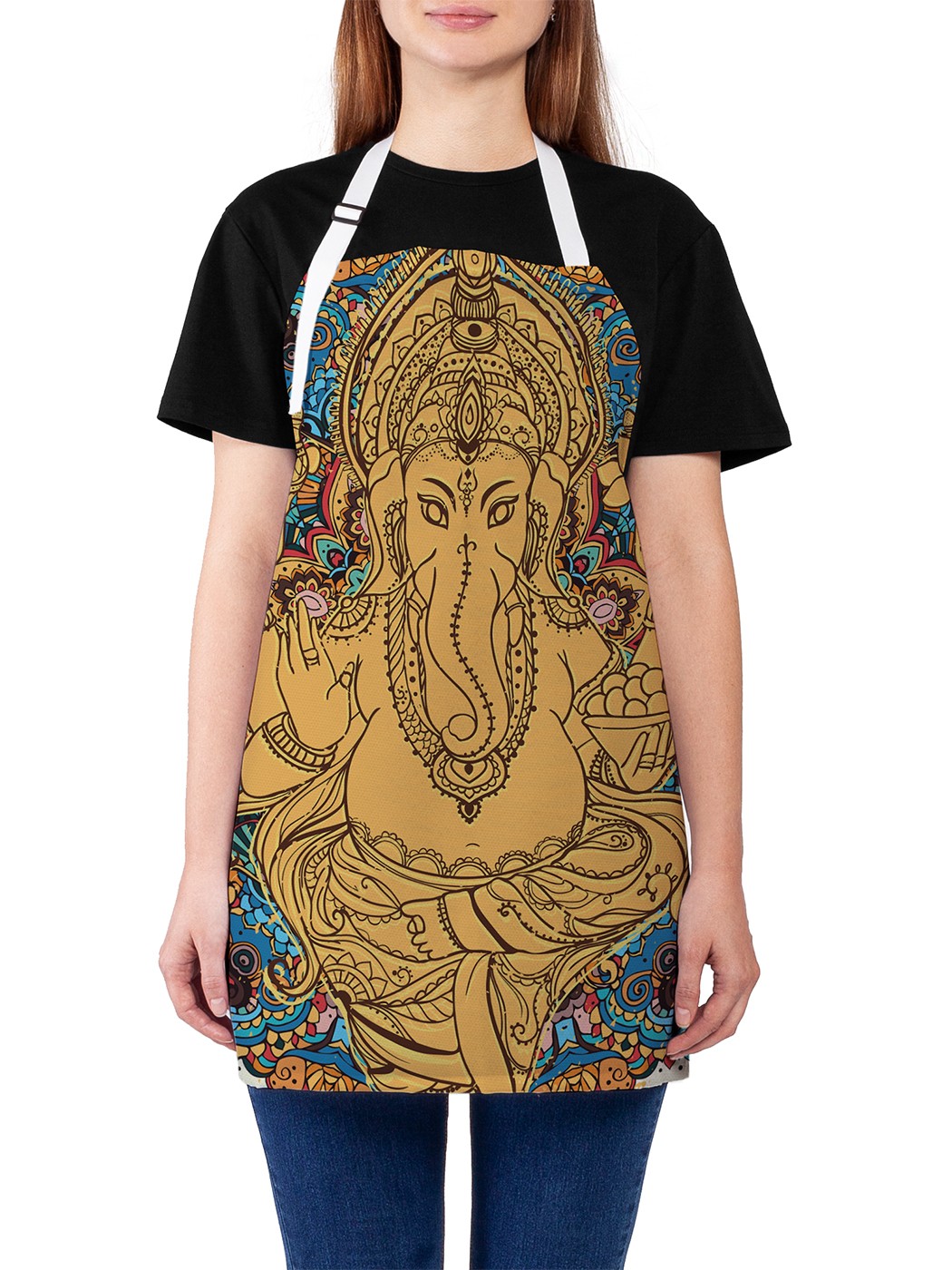 

Фартук женский JoyArty для готовки "Золотистый Ганеша", универсальный размер
