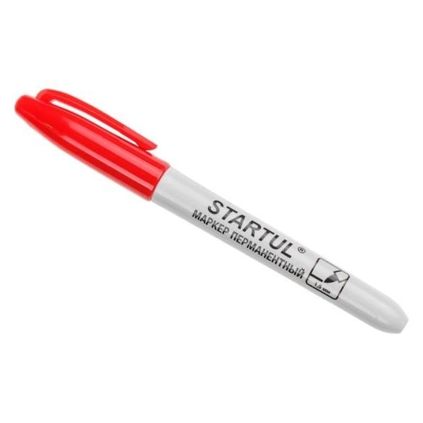 STARTUL Маркер перманентный фетровый Profi красный ST4350-03 маркер двухсторонний перманентный vertextools красный строительный 1 шт