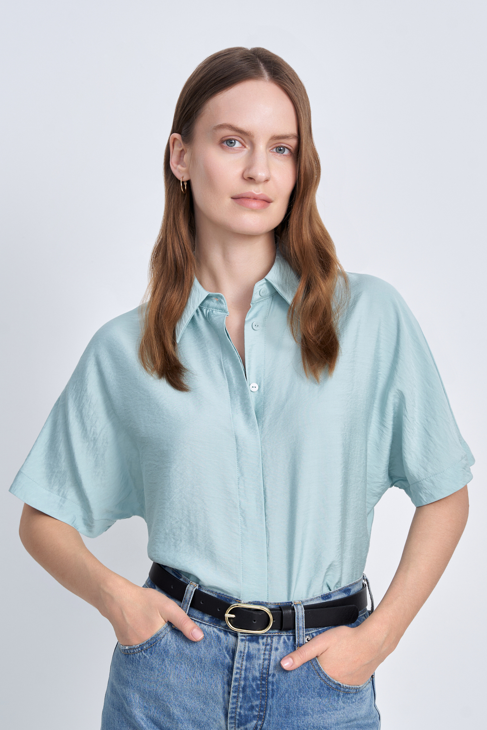 Рубашка женская Finn Flare FSC11045 зеленая S