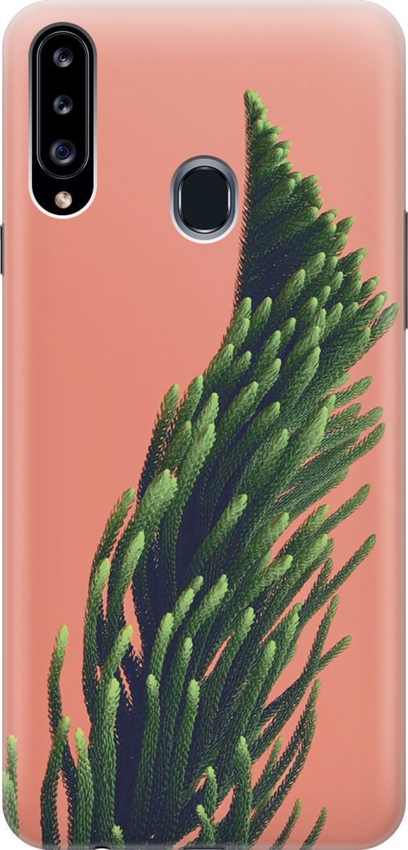 

Силиконовый чехол на Samsung Galaxy A20s с принтом "Хвоя на розовом", Зеленый;розовый, 7068