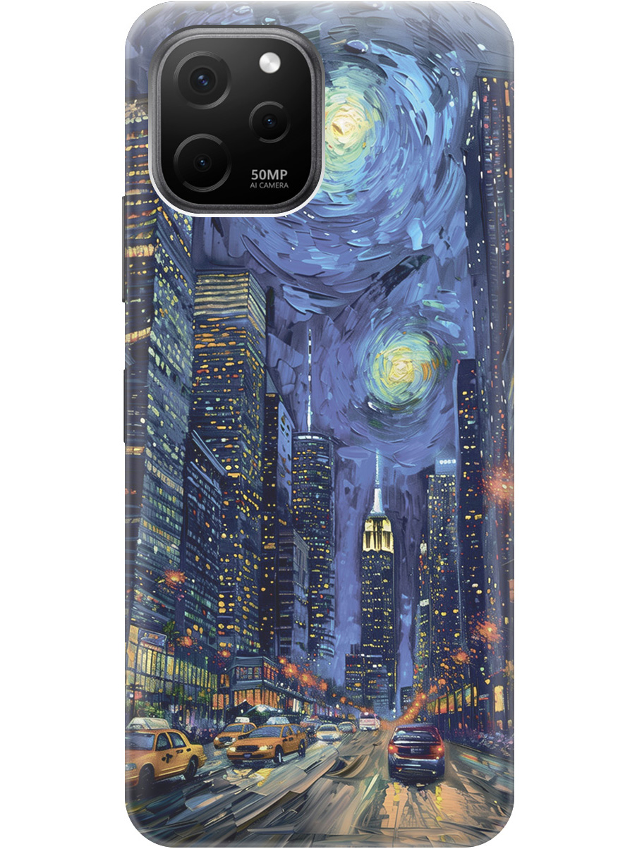 

Силиконовый чехол на Huawei Nova Y61 с принтом "Ночной проспект", Прозрачный;синий;черный, 762098510