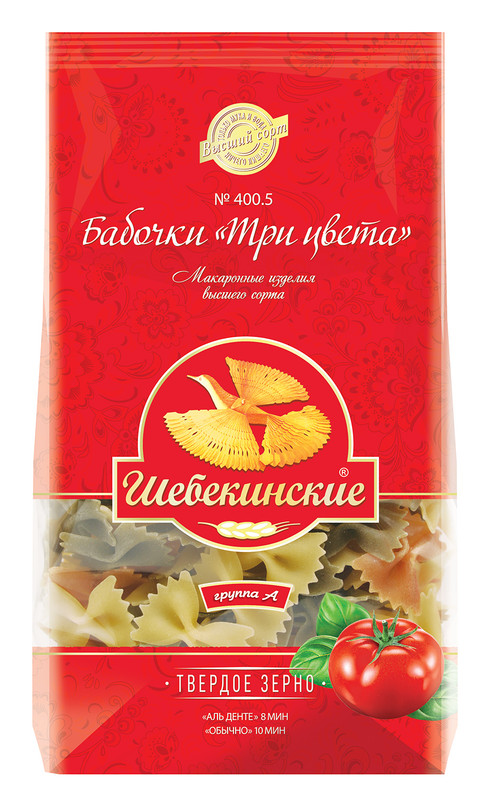

Макароны Шебекинские бабочки, три цвета, №400.5, 350 г