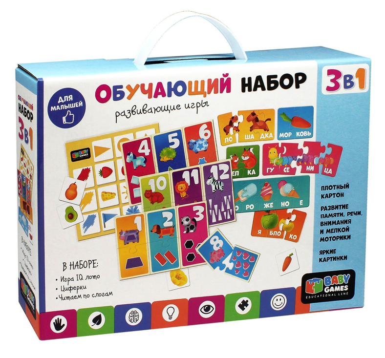 Настольная игра Baby Games 3 в 1 (IQ лото, слоги, циферки) Origami