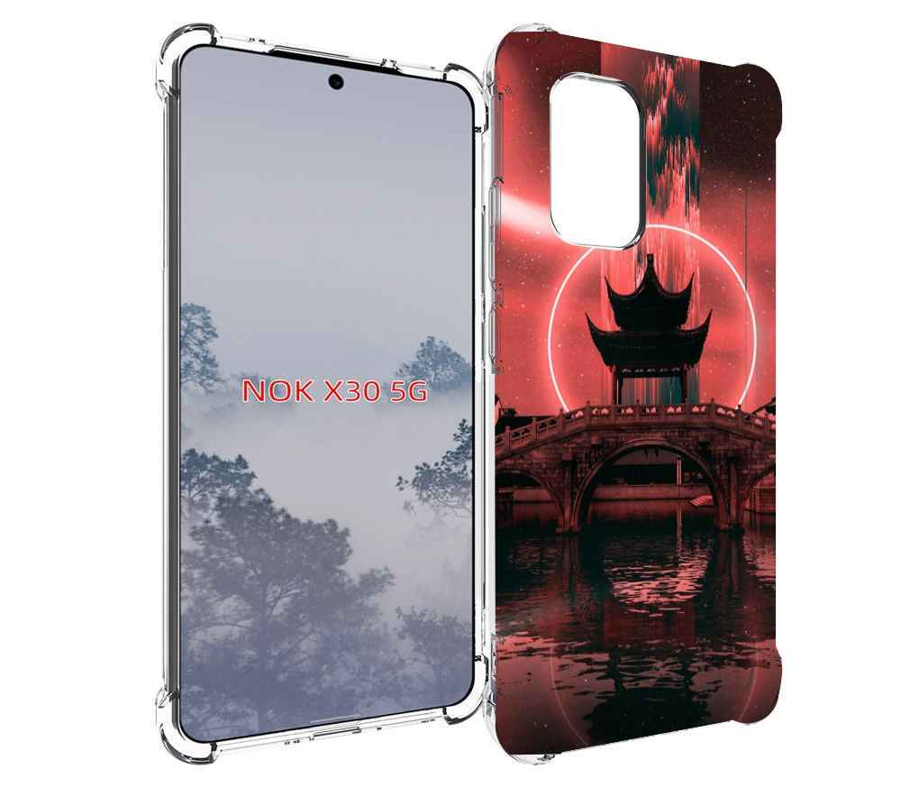 

Чехол MyPads японский мост красный фон для Nokia X30 5G, Tocco