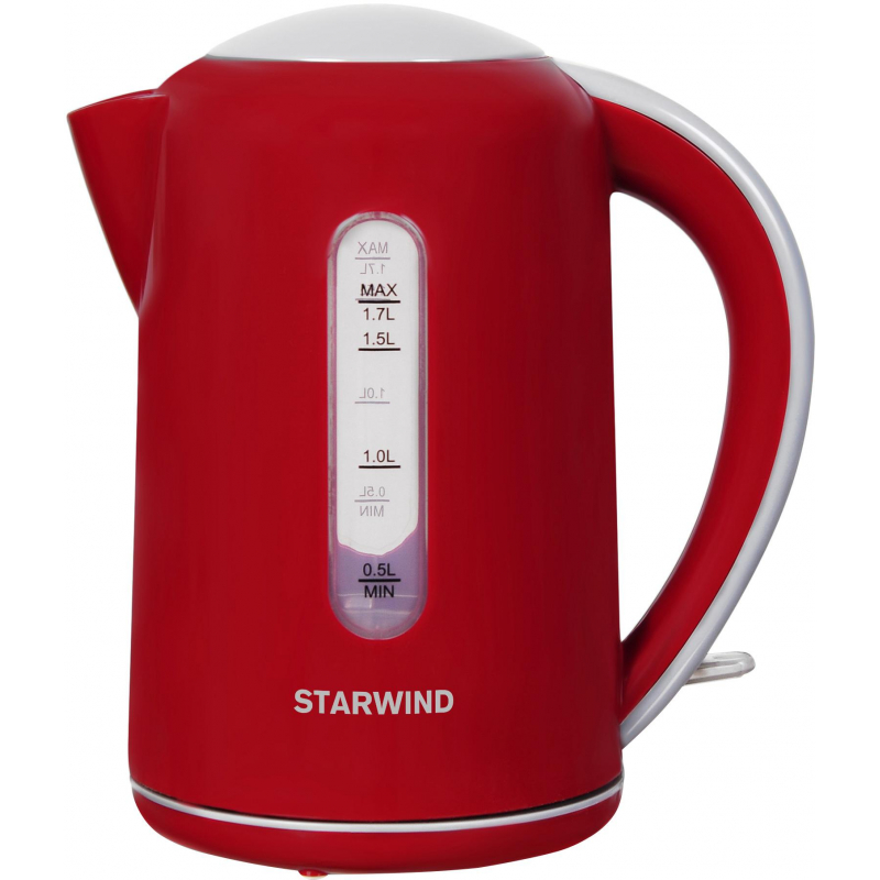 Чайник электрический Starwind SKG1021 1.7л красный/серый тостер starwind st7003 700 вт красный чёрный