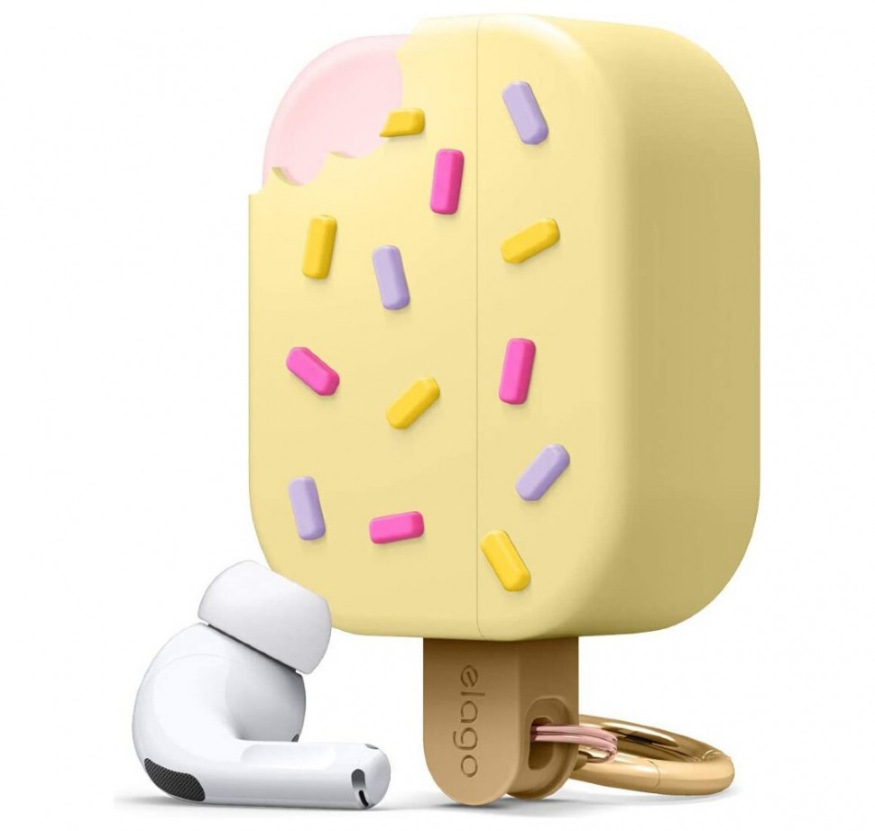 фото Чехол с карабином elago ice cream silicone hang case airpods pro желтый (eapp-ice-ye)