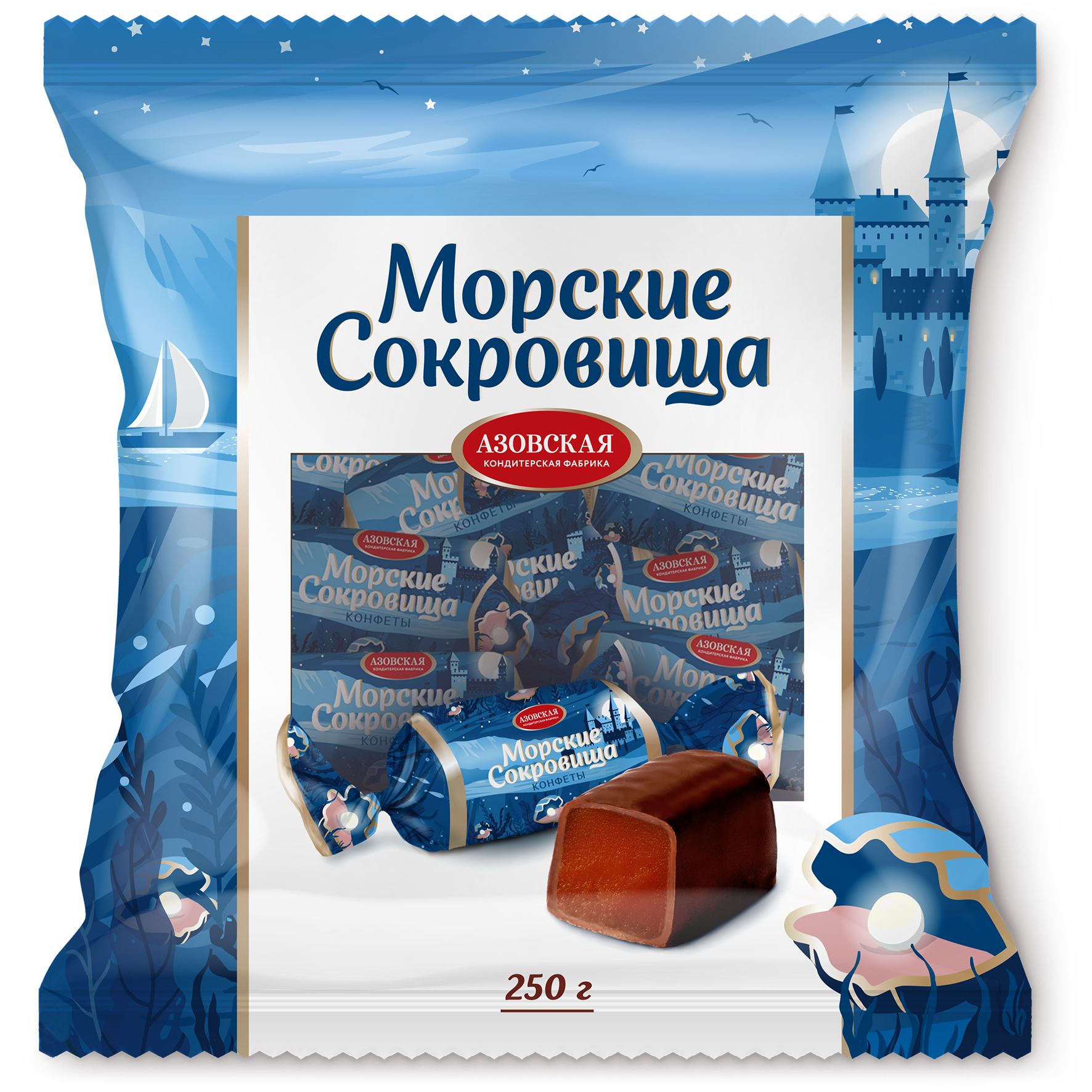 Конфеты Азовская КФ Морские сокровища помадные, глазированные, 250 г