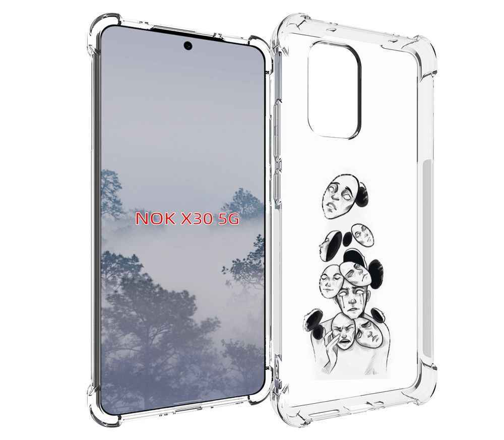 

Чехол MyPads человек с разными масками для Nokia X30 5G, Tocco