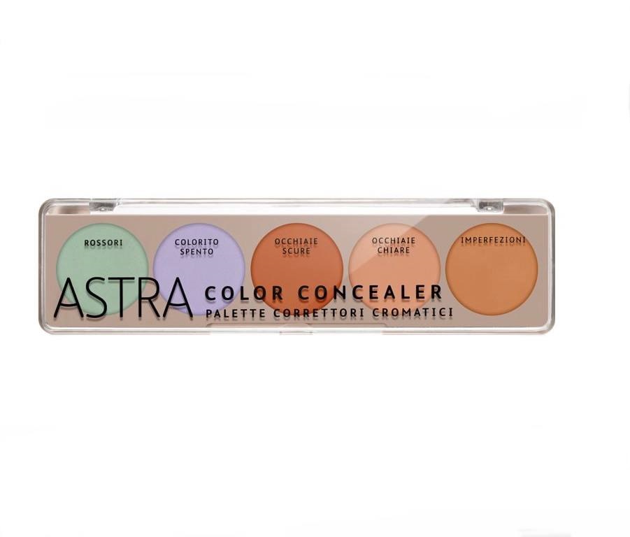 Палетка консилеров для лица ASTRA MAKE-UP Color Concealer 5 в 1, тон 01, 53 г палетка пигментов для лица i heart revolution mermaid make up pigment palette