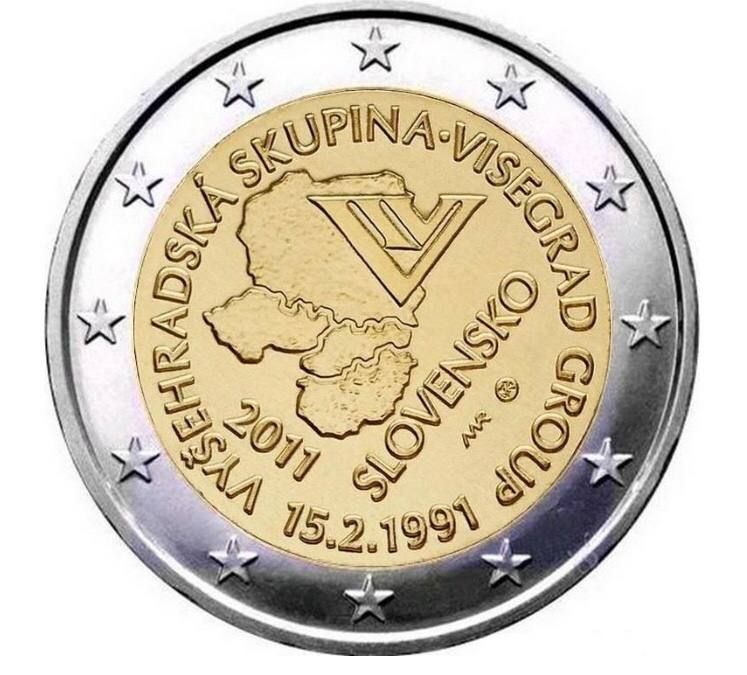 

Монета 2 евро 20 лет формирования Вишеградской группы, Словакия 2011 UNC