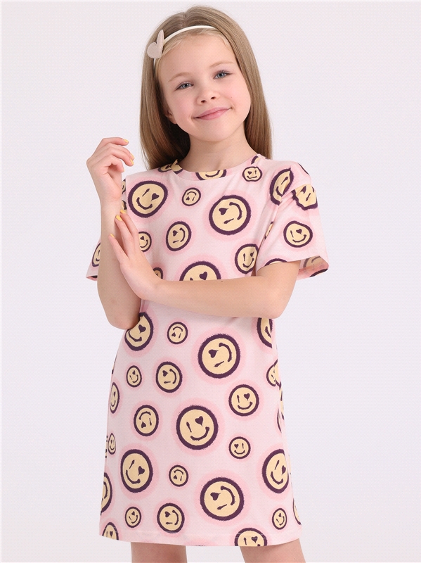 Платье детское Апрель 256дев001нД1Р, смайлики на розовом, 116