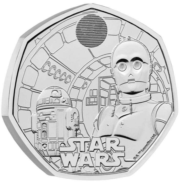 

Монета 50 пенсов Звездные воины, R2-D2 и C-3PO, Великобритания 2023 UNC