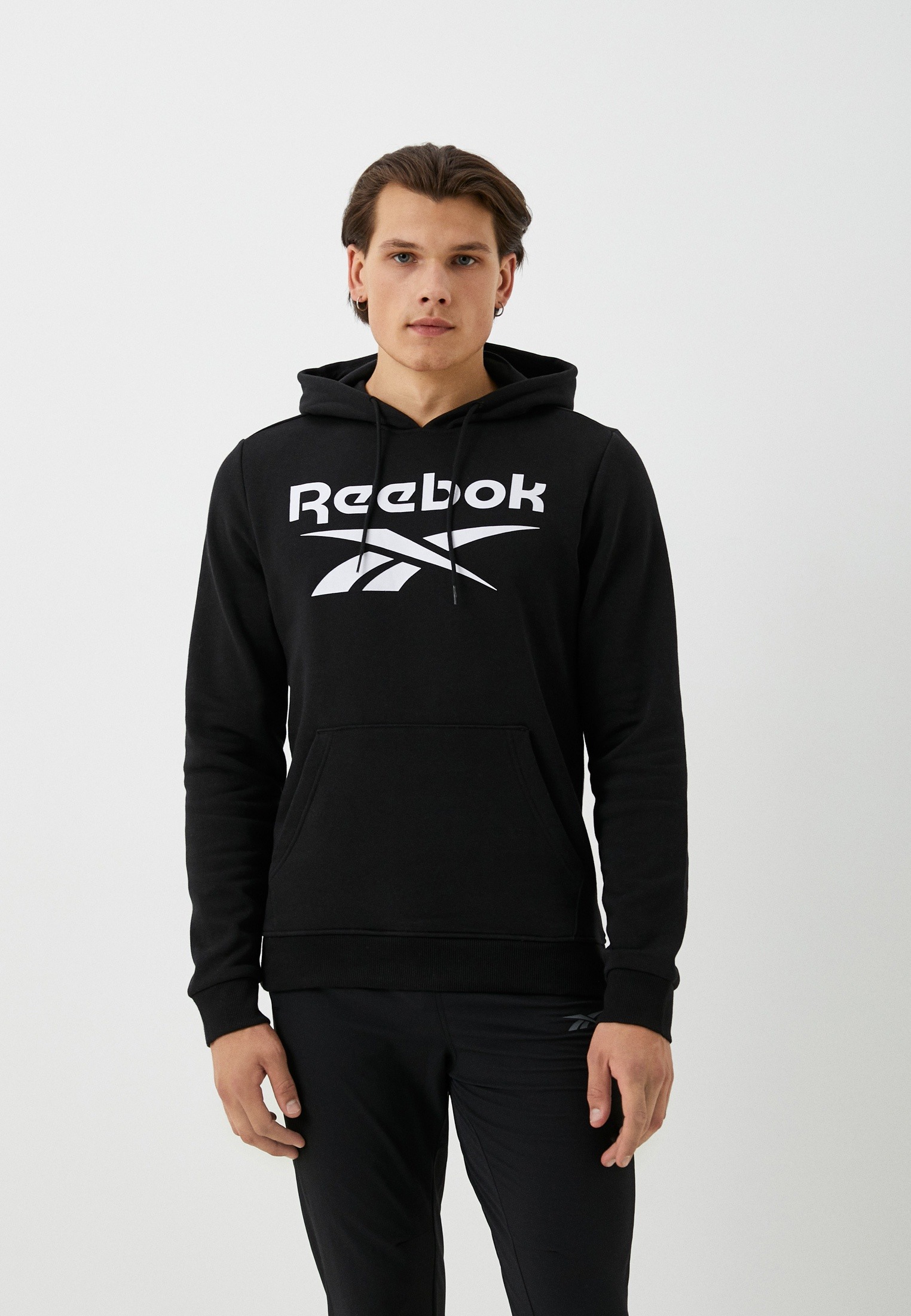 Худи мужское Reebok Identity Fleece Stacked Logo Pullover Hoodie черное 2XL