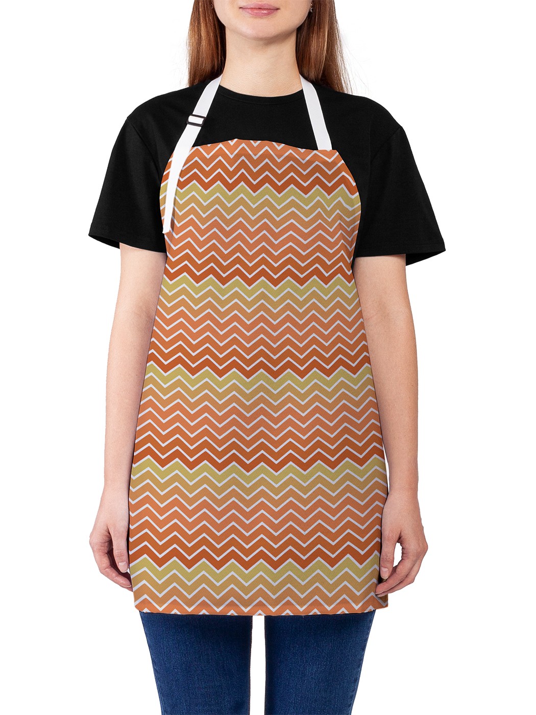 

Фартук женский JoyArty для готовки "Зигзаг деграде", универсальный размер, Бежевый