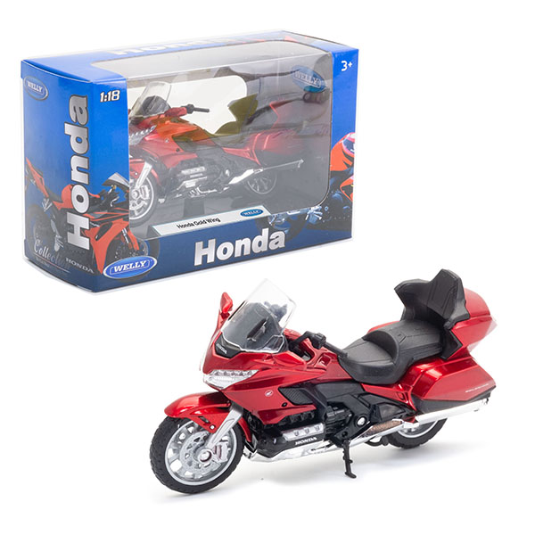 

Машинка Welly Велли Модель мотоцикла 1:18 HONDA GOLD WING 12857P, Красный;черный