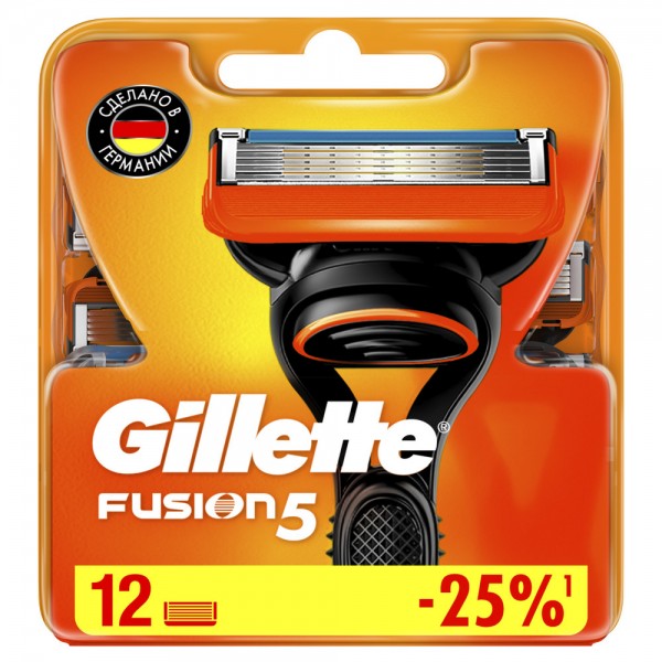 Сменные кассеты для бритья Gillette Fusion5 Power, 4+4+4, 12шт gillette сменные кассеты для бритья fusion proglide power