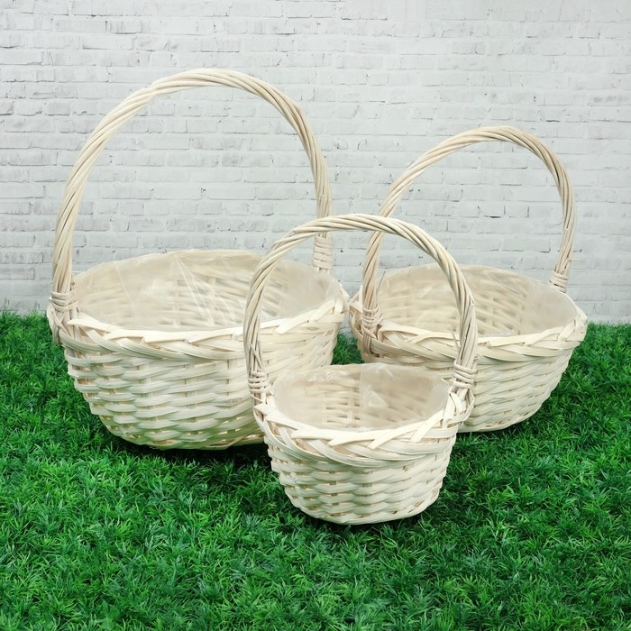 

Набор корзин «Вьюнок», 3 шт, 30×14,5/36 см, 24×12,5/31 см, 19,5×10,5/25,5 см, ива