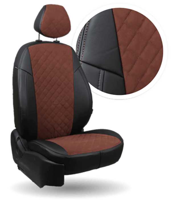 

Авточехлы Автопилот Nissan Qashqai I с 06-14г. Алькантара ромб / Черный + Шоколад