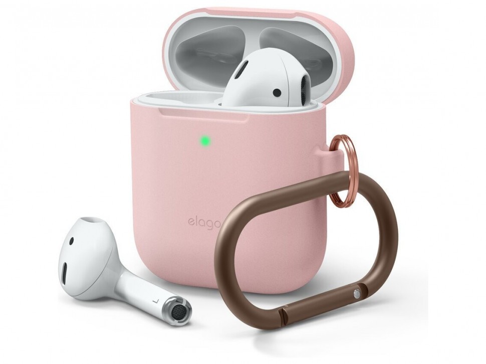 фото Чехол с карабином elago skinny hang case airpods/airpods 2 wireless розовый