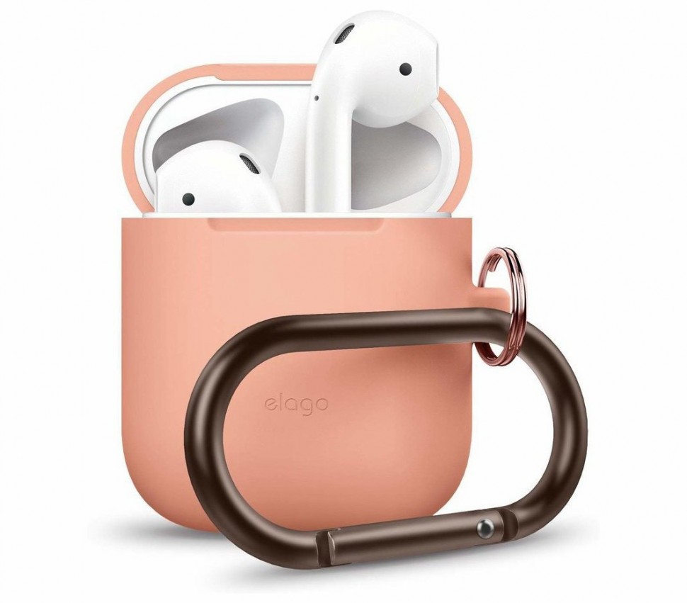 фото Чехол с карабином elago airpods hang сase airpods персиковый (eapsc-hang-pe)