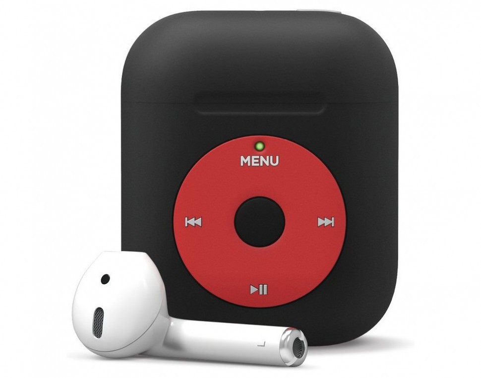 фото Силиконовый чехол elago aw6 music player silicone case airpods 1&2 черный (eaw6-ba-bk)