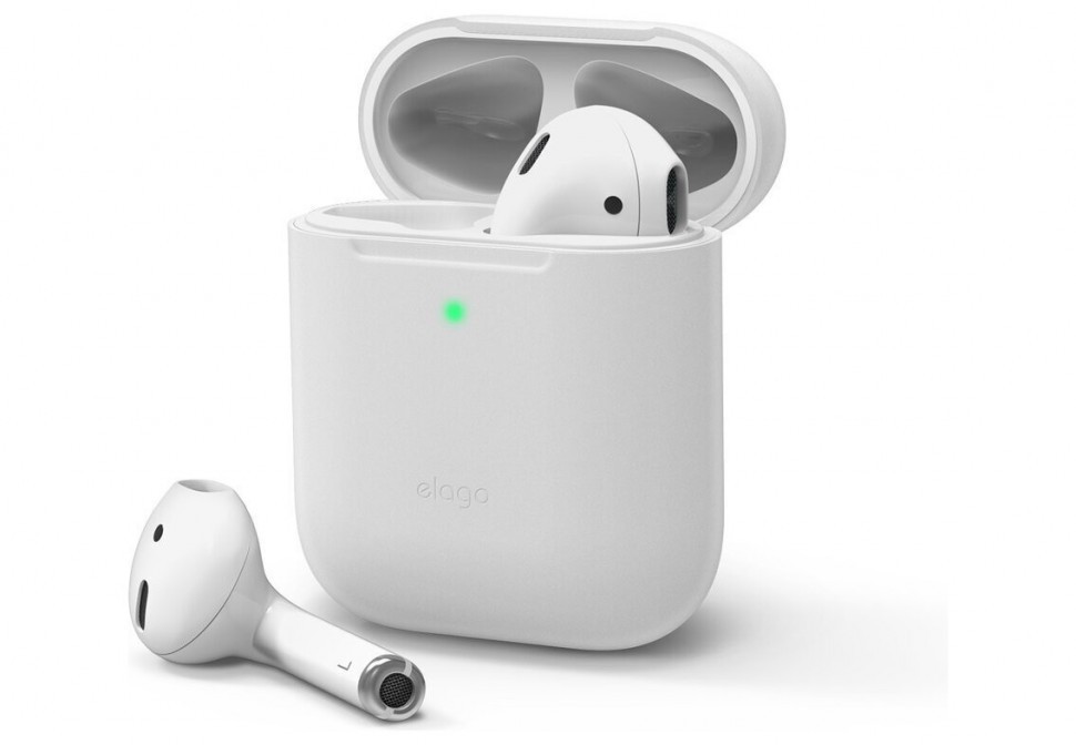 фото Чехол elago skinny case airpods 1&2 белый с синим свечением в темноте (nightglow blue)